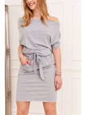 Light gray dress with ties 9978 - Online store - Boutique